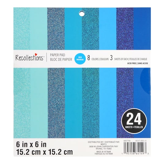 Blue Paper Pad by Recollections&#x2122;, 6&#x22; x 6&#x22;